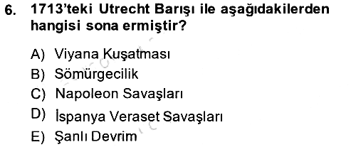 Siyasi Tarih 1 2013-2014 Tek Ders Sınavı - 6. soru
