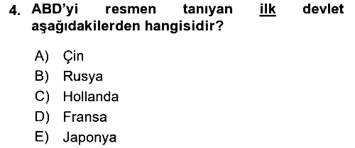 Siyasi Tarih 1 2015-2016 Tek Ders Sınavı - 4. soru
