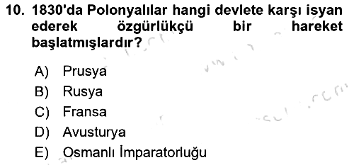 Siyasi Tarih 1 2020-2021 Yaz Okulu Sınavı - 10. soru