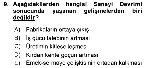 Siyasi Tarih 1 2023-2024 Yaz Okulu Sınavı - 9. soru