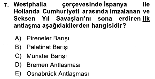 Siyasi Tarih 1 2024-2025 Yaz Okulu Sınavı - 7. soru