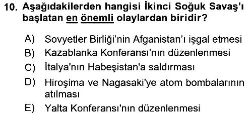 Siyasi Tarih 2 2016-2017 3 Ders Sınavı - 10. soru