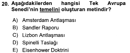 Siyasi Tarih 2 2016-2017 3 Ders Sınavı - 20. soru