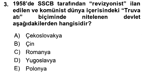 Siyasi Tarih 2 2017-2018 3 Ders Sınavı - 3. soru