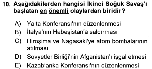 Siyasi Tarih 2 2017-2018 3 Ders Sınavı - 10. soru