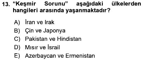Siyasi Tarih 2 2017-2018 3 Ders Sınavı - 13. soru
