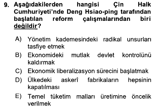 Siyasi Tarih 2 2018-2019 3 Ders Sınavı - 9. soru