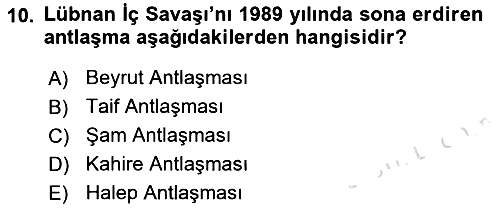 Siyasi Tarih 2 2018-2019 3 Ders Sınavı - 10. soru