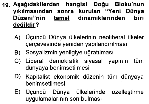Siyasi Tarih 2 2018-2019 3 Ders Sınavı - 19. soru
