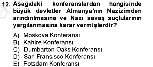 Siyasi Tarih 2 2012-2013 Ara Sınav - 12. soru