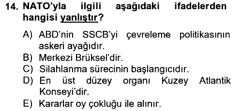 Siyasi Tarih 2 2012-2013 Ara Sınav - 14. soru