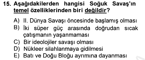 Siyasi Tarih 2 2012-2013 Ara Sınav - 15. soru