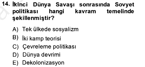 Siyasi Tarih 2 2013-2014 Ara Sınav - 14. soru