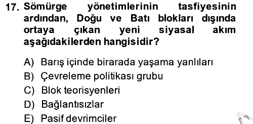 Siyasi Tarih 2 2013-2014 Ara Sınav - 17. soru