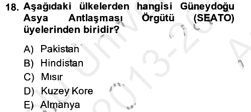 Siyasi Tarih 2 2013-2014 Ara Sınav - 18. soru