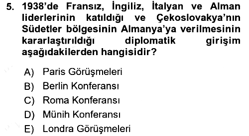 Siyasi Tarih 2 2015-2016 Ara Sınav - 5. soru