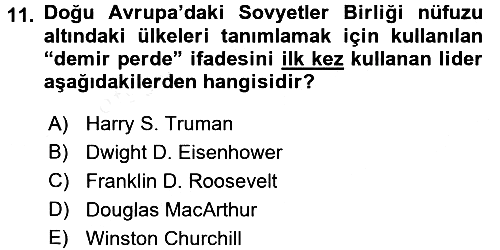 Siyasi Tarih 2 2015-2016 Ara Sınav - 11. soru