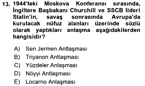 Siyasi Tarih 2 2015-2016 Ara Sınav - 13. soru