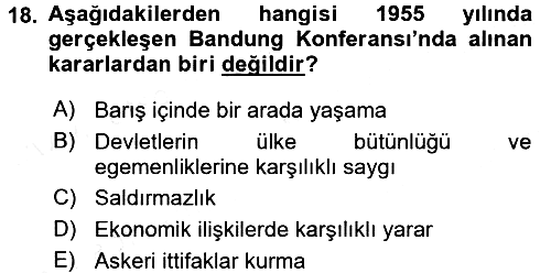 Siyasi Tarih 2 2015-2016 Ara Sınav - 18. soru