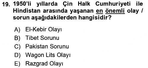 Siyasi Tarih 2 2016-2017 Ara Sınav - 19. soru