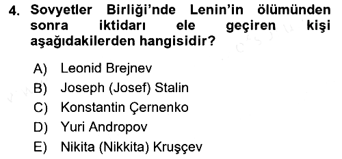 Siyasi Tarih 2 2018-2019 Ara Sınav - 4. soru