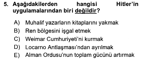 Siyasi Tarih 2 2018-2019 Ara Sınav - 5. soru