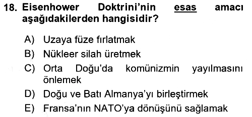 Siyasi Tarih 2 2018-2019 Ara Sınav - 18. soru