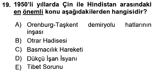 Siyasi Tarih 2 2018-2019 Ara Sınav - 19. soru