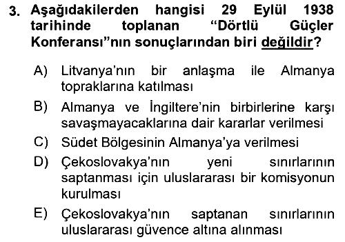Siyasi Tarih 2 2021-2022 Ara Sınav - 3. soru
