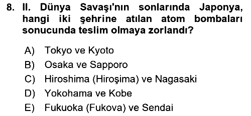 Siyasi Tarih 2 2023-2024 Ara Sınav - 8. soru