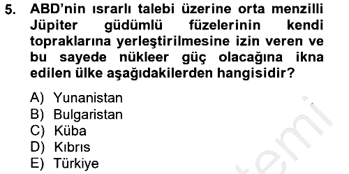 Siyasi Tarih 2 2012-2013 Dönem Sonu Sınavı - 5. soru
