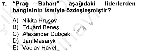 Siyasi Tarih 2 2012-2013 Dönem Sonu Sınavı - 7. soru