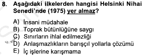 Siyasi Tarih 2 2012-2013 Dönem Sonu Sınavı - 8. soru