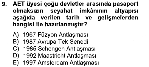 Siyasi Tarih 2 2012-2013 Dönem Sonu Sınavı - 9. soru