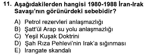 Siyasi Tarih 2 2012-2013 Dönem Sonu Sınavı - 11. soru