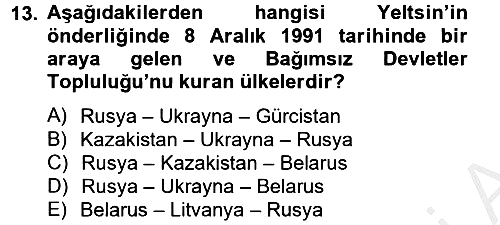 Siyasi Tarih 2 2012-2013 Dönem Sonu Sınavı - 13. soru