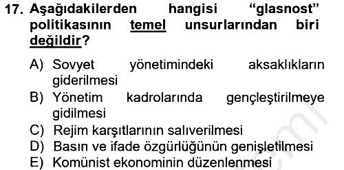Siyasi Tarih 2 2012-2013 Dönem Sonu Sınavı - 17. soru