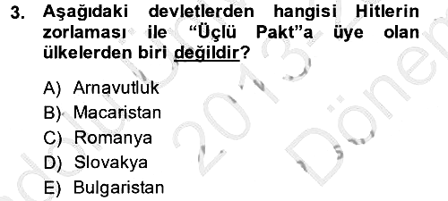Siyasi Tarih 2 2013-2014 Dönem Sonu Sınavı - 3. soru