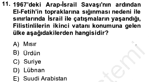 Siyasi Tarih 2 2014-2015 Dönem Sonu Sınavı - 11. soru