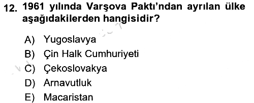 Siyasi Tarih 2 2015-2016 Dönem Sonu Sınavı - 12. soru