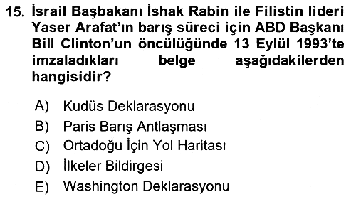 Siyasi Tarih 2 2015-2016 Dönem Sonu Sınavı - 15. soru