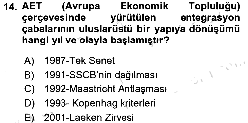 Siyasi Tarih 2 2016-2017 Dönem Sonu Sınavı - 14. soru