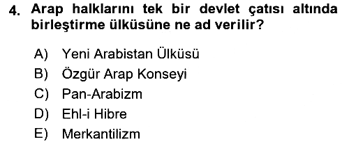 Siyasi Tarih 2 2017-2018 Dönem Sonu Sınavı - 4. soru