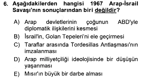 Siyasi Tarih 2 2017-2018 Dönem Sonu Sınavı - 6. soru