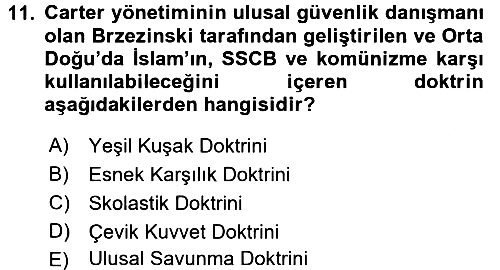 Siyasi Tarih 2 2017-2018 Dönem Sonu Sınavı - 11. soru