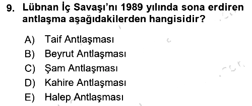 Siyasi Tarih 2 2021-2022 Dönem Sonu Sınavı - 9. soru