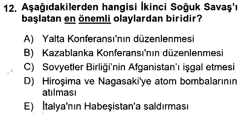 Siyasi Tarih 2 2021-2022 Dönem Sonu Sınavı - 12. soru
