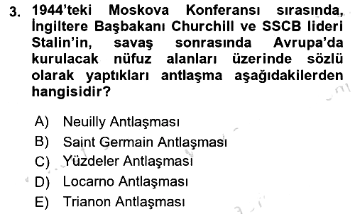 Siyasi Tarih 2 2023-2024 Dönem Sonu Sınavı - 3. soru