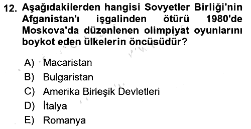 Siyasi Tarih 2 2023-2024 Dönem Sonu Sınavı - 12. soru