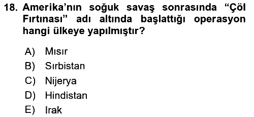 Siyasi Tarih 2 2023-2024 Dönem Sonu Sınavı - 18. soru